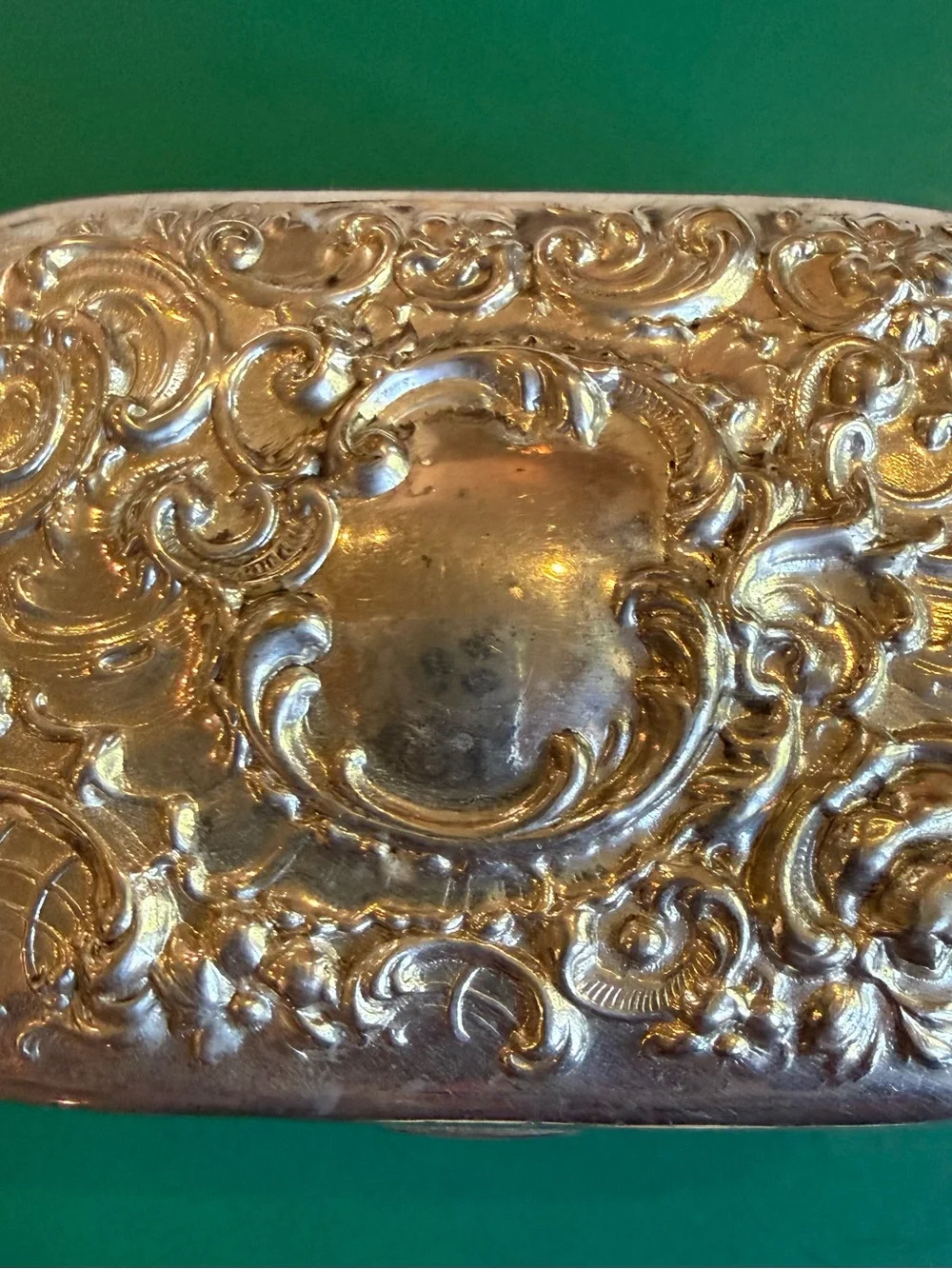 Antique Victorian Art Nouveau Silver- Plated Traveling Soap Box Trinket Casket